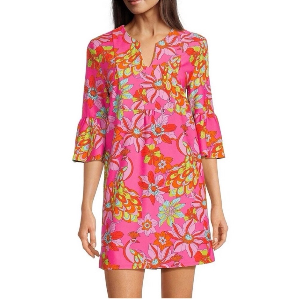 Jude Connally Kerry Dress Pink Twirling Peacock 60s